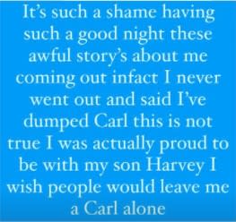 Katie Price denied she has dumped Carl Woods in a statement on Instagram. (Katie Price/Instagram)