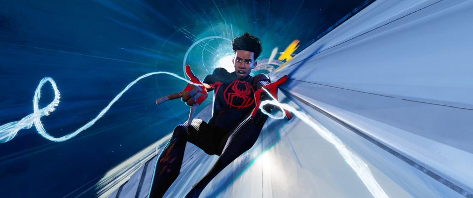 Miles Morales (Shameik Moore) swings into another adventure – this time across multiple worlds – in the animated superhero sequel "Spider-Man: Across the Spider-Verse."