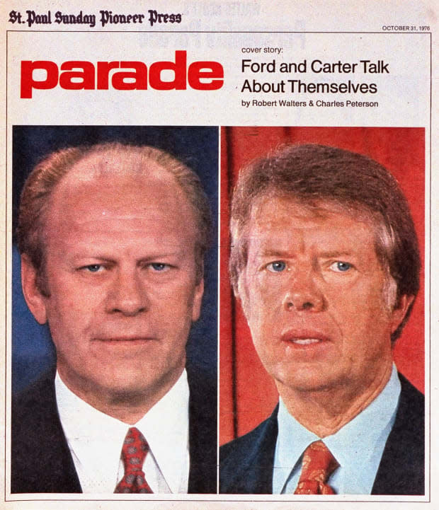 <p>Former presidents Ford and Carter are featured on the cover of the Oct. 31, 1976 issue of Parade.</p>