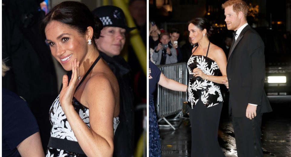 Meghan and Harry arrive at the London Palladium (Getty)