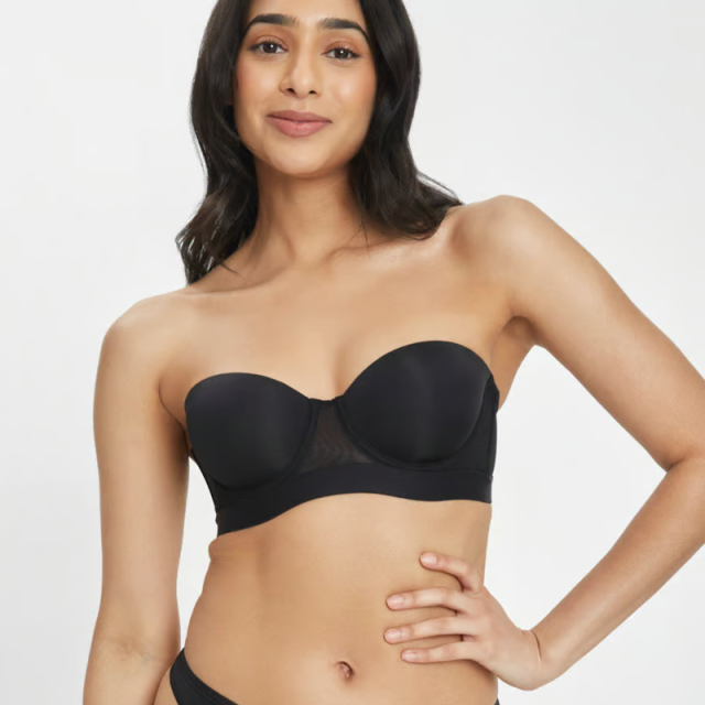 Skims Smoothing V-neck Stretch-woven Bralette In Eclipse