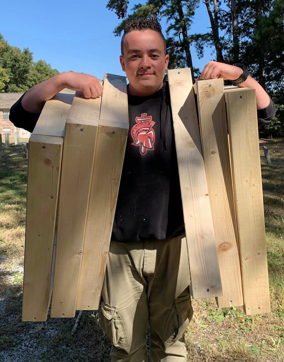 As his Eagle Scout Service Project, Noah Meredith of Gadsden is constructing 100 bases for headstones at Southern Hill Cemetery, a historic Black cemetery in Gadsden.