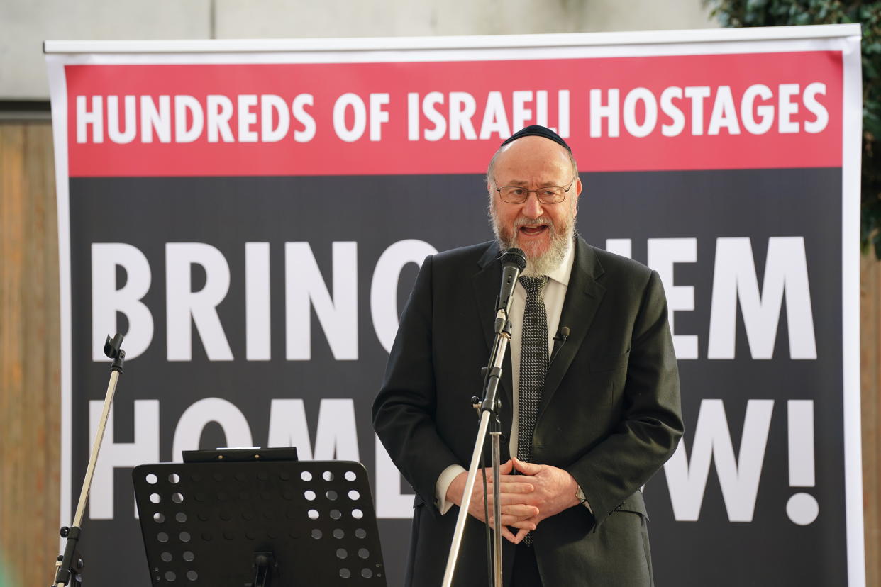 Chief Rabbi Mirvis pictured in London on Friday. (PA)