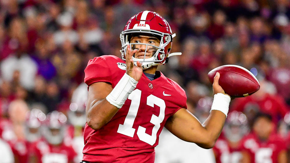 Alabama quarterback Tua Tagovailoa could see his draft stock rise. (AP Photo/Vasha Hunt)