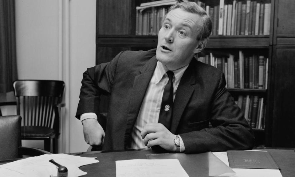 Tony Benn during a press conference in 1971