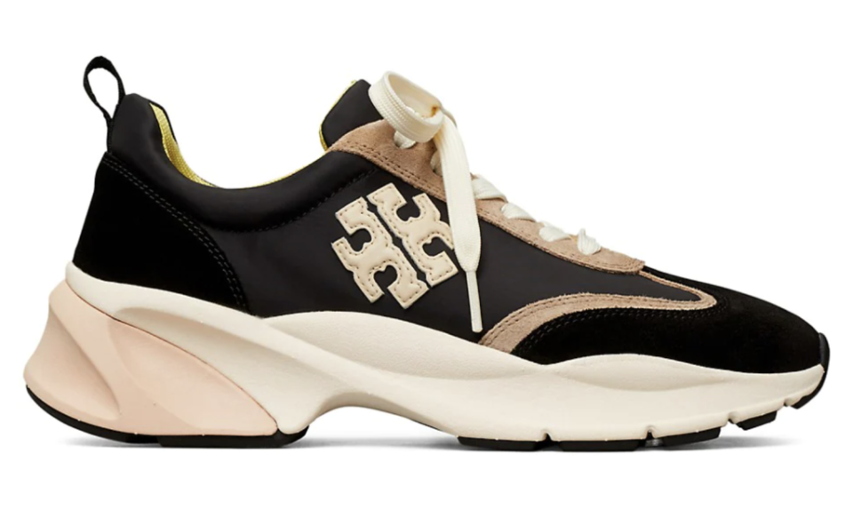 Tory Burch, sneakers, black sneakers, mesh sneakers, lace-up sneakers, athletic sneakers, chunky sneakers