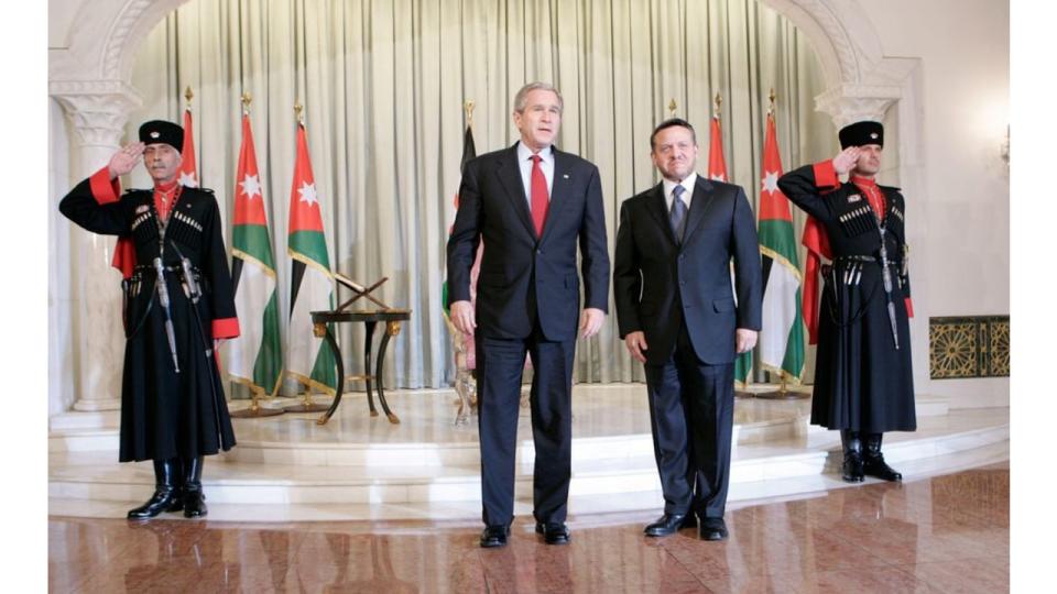 George W. Bush with King Abdullah II in Raghadan Palace in 2006