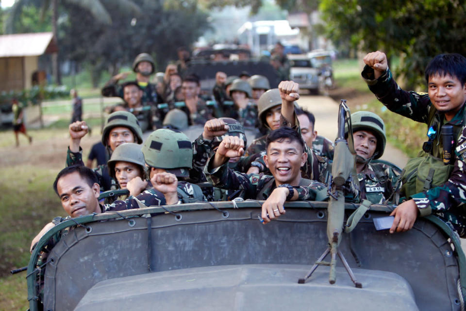 Filipino soldiers during President Rodrigo Duterte’s visit