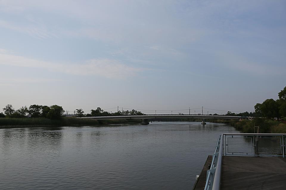 A view of the Christina River on Friday June 9, 2023.  Delaware has been dealing hazy skies and low air quality the past few days due to a wildfire in Canada.