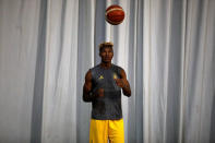 Congolese basketball player Christ Wamba trains before a friendly game between Aris Thessaloniki BC and Istanbul BB at the Alexandreio Melathron Nick Galis Hall in Thessaloniki, Greece, September 12, 2018. REUTERS/Alkis Konstantinidis