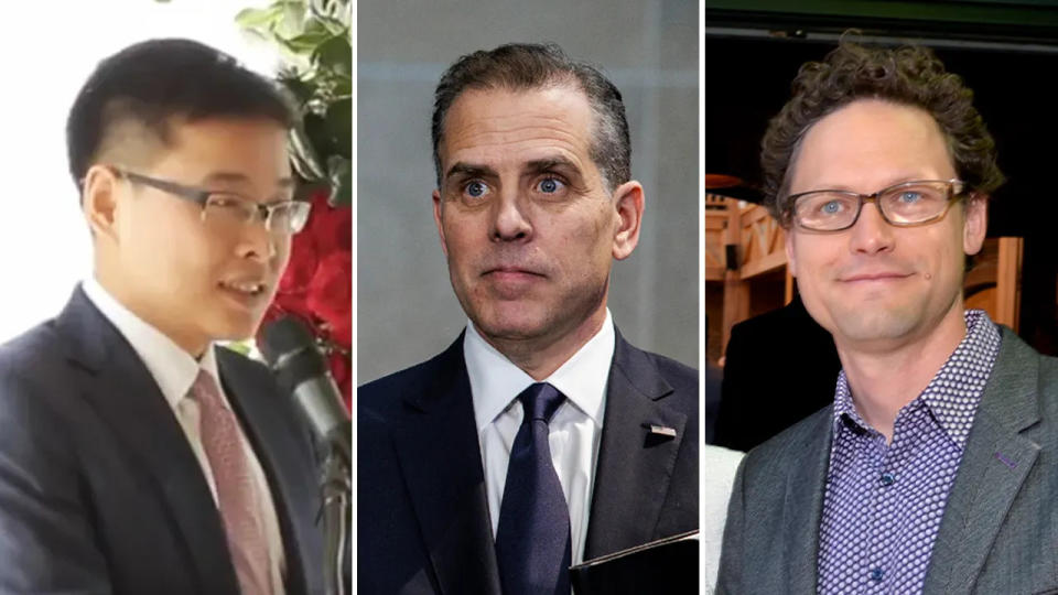 Bo Zhang, left; Hunter Biden, center; and Jacob Barton, right