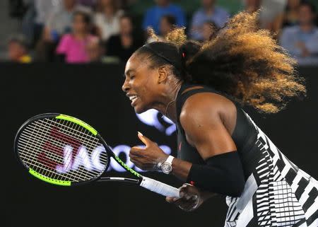 Tennis - Australian Open - Melbourne Park, Melbourne, Australia - 19/1/17 Serena Williams of the U.S. reacts during her Women's singles second round match against Czech Republic's Lucie Safarova. REUTERS/Jason Reed