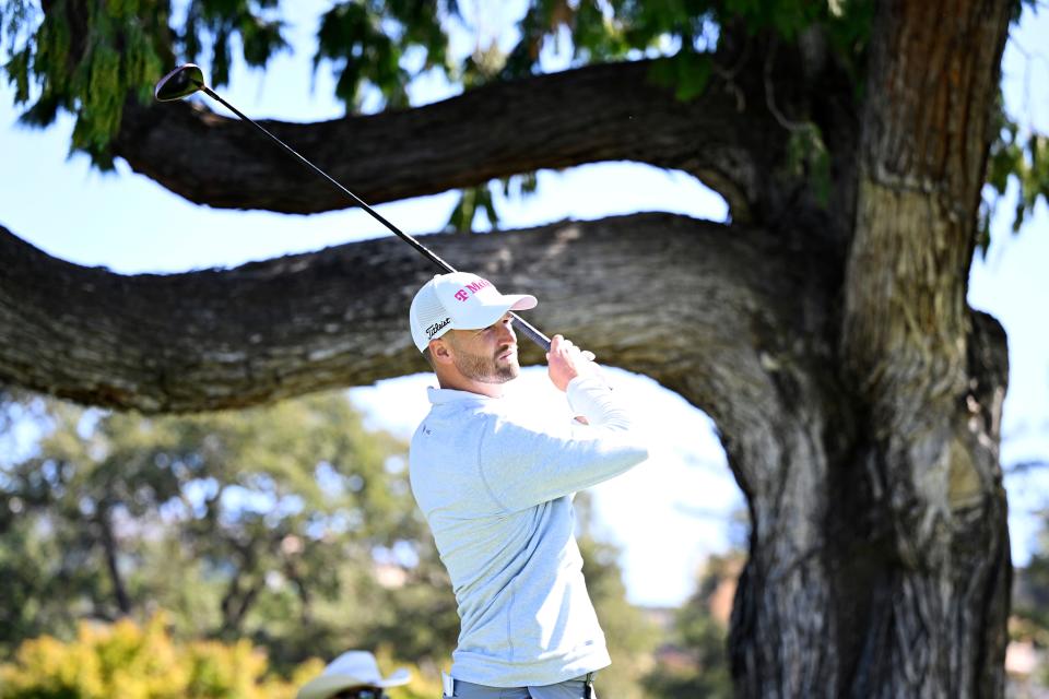 Wyndham Clark plays his shot from the ninth tee box during the Pro-Am prior to the Procore Championship 2024 at Silverado Resort on September 11, 2024 in Napa, California. (Photo by Eakin Howard/Getty Images)