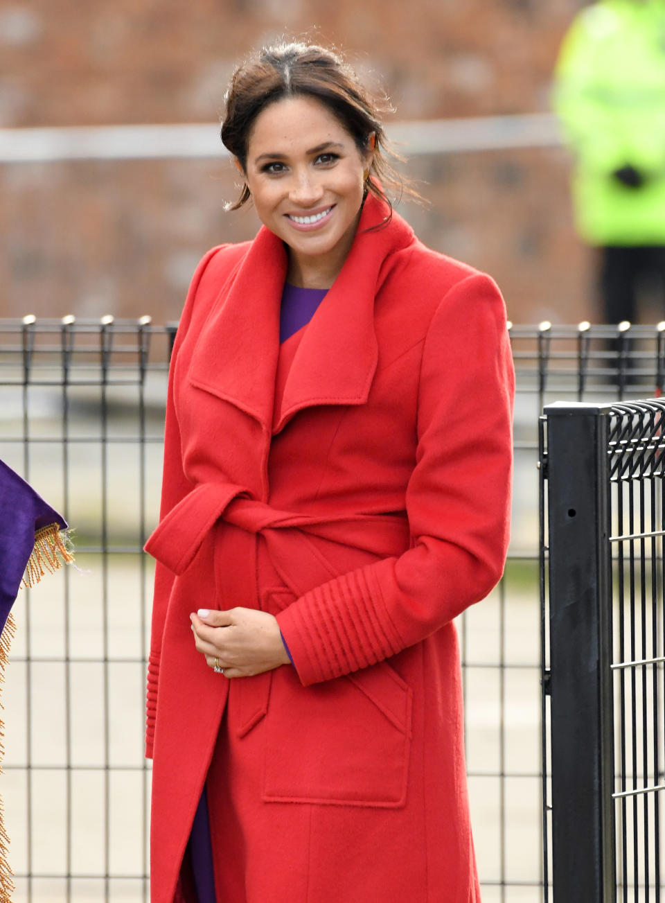 During a walkabout in the town, Meghan also told one well-wisher that she’s around six months pregnant and is due to give birth at the end of April or beginning of May. Photo: Getty Images