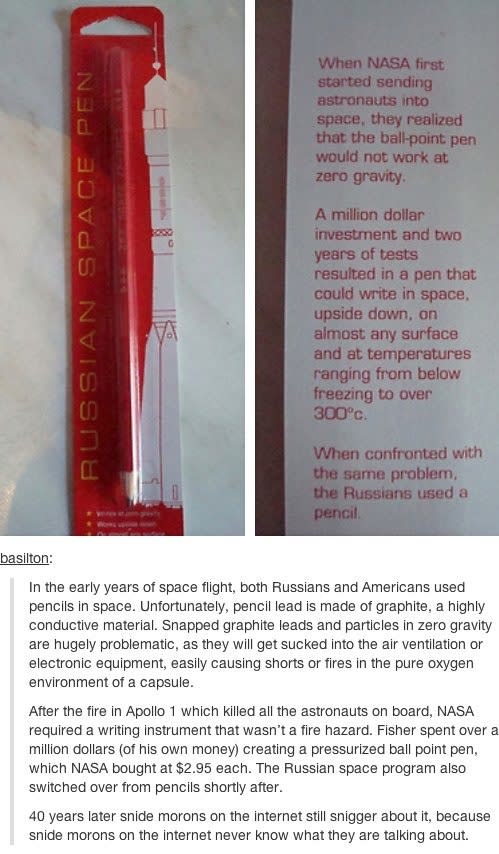 Why Nasa uses pens