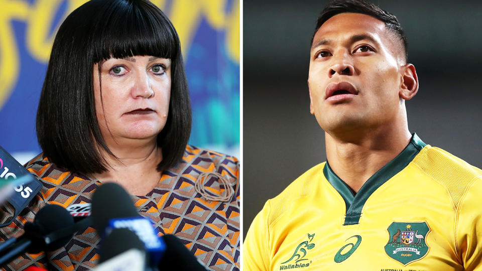 Raelene Castle and Israel Folau, pictured here during their time with Rugby Australia.