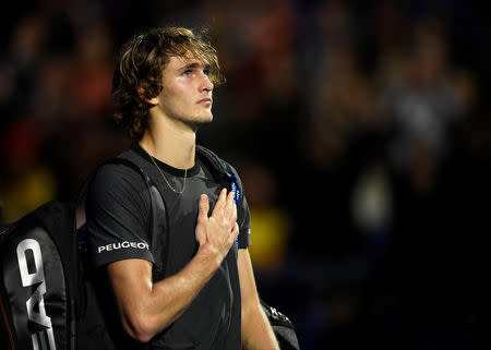 Tennis - ATP Finals - The O2, London, Britain - November 17, 2018 Germany's Alexander Zverev reacts after winning his semi final match against Switzerland's Roger Federer Action Images via Reuters/Tony O'Brien