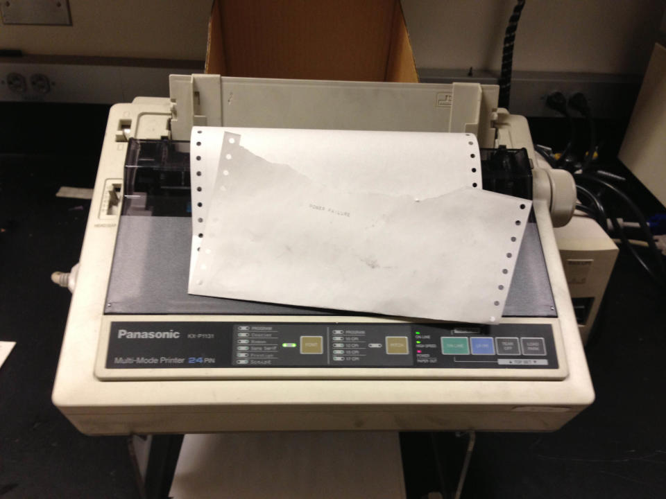 112) The extreme stress of Dot matrix printer paper.