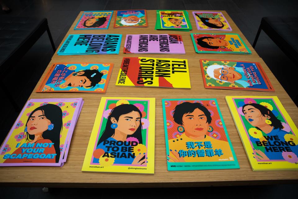 Posters from Stand with Asian Americans' Break The SIlence: Justice for Asian Women event in San Francisco in March.