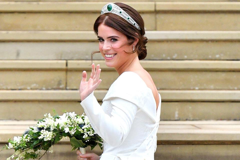 Princess Eugenie The wedding of Princess Eugenie and Jack Brooksbank, Pre-Ceremony, Windsor, Berkshire, UK - 12 Oct 2018 WEARING PETER PILOTTO