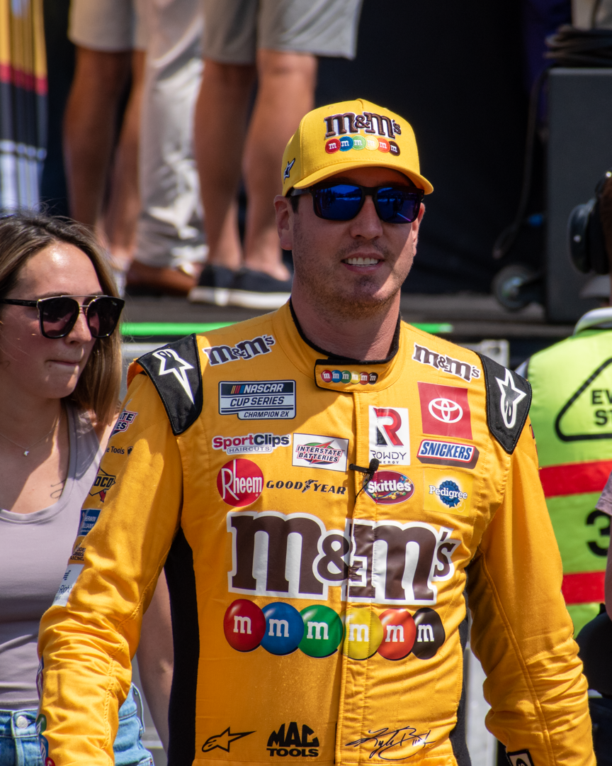 Kyle Busch is introduced ahead of the NASCAR Cup Series race at Pocono Raceway in Long Pond on  July 24, 2022.