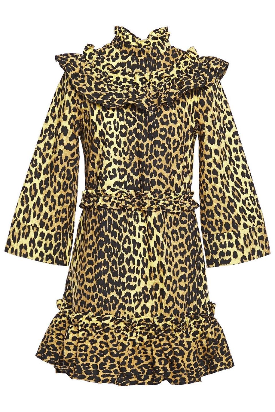 1) Minion ruffled leopard-print cotton-poplin mini dress