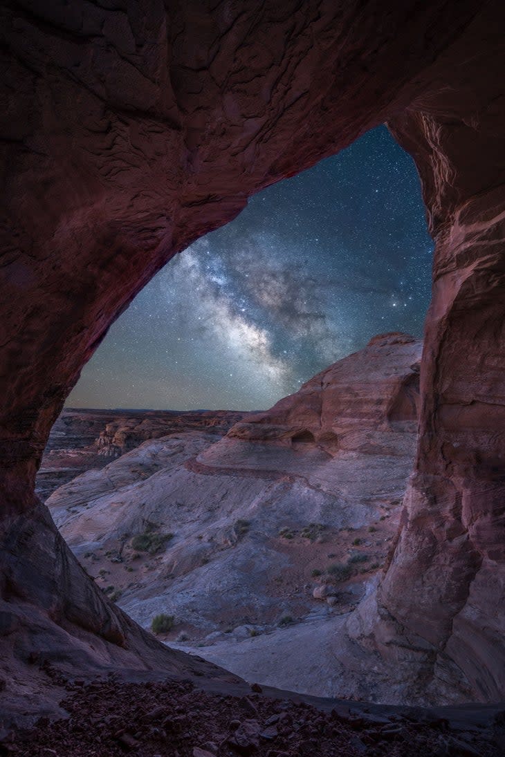 The Milky Way through an arch in Canyonlands National Park