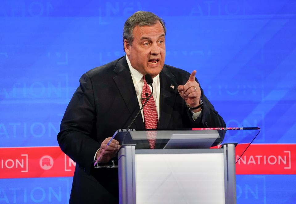 Former New Jersey Gov. Chris Christie during the fourth Republican presidential primary debate.