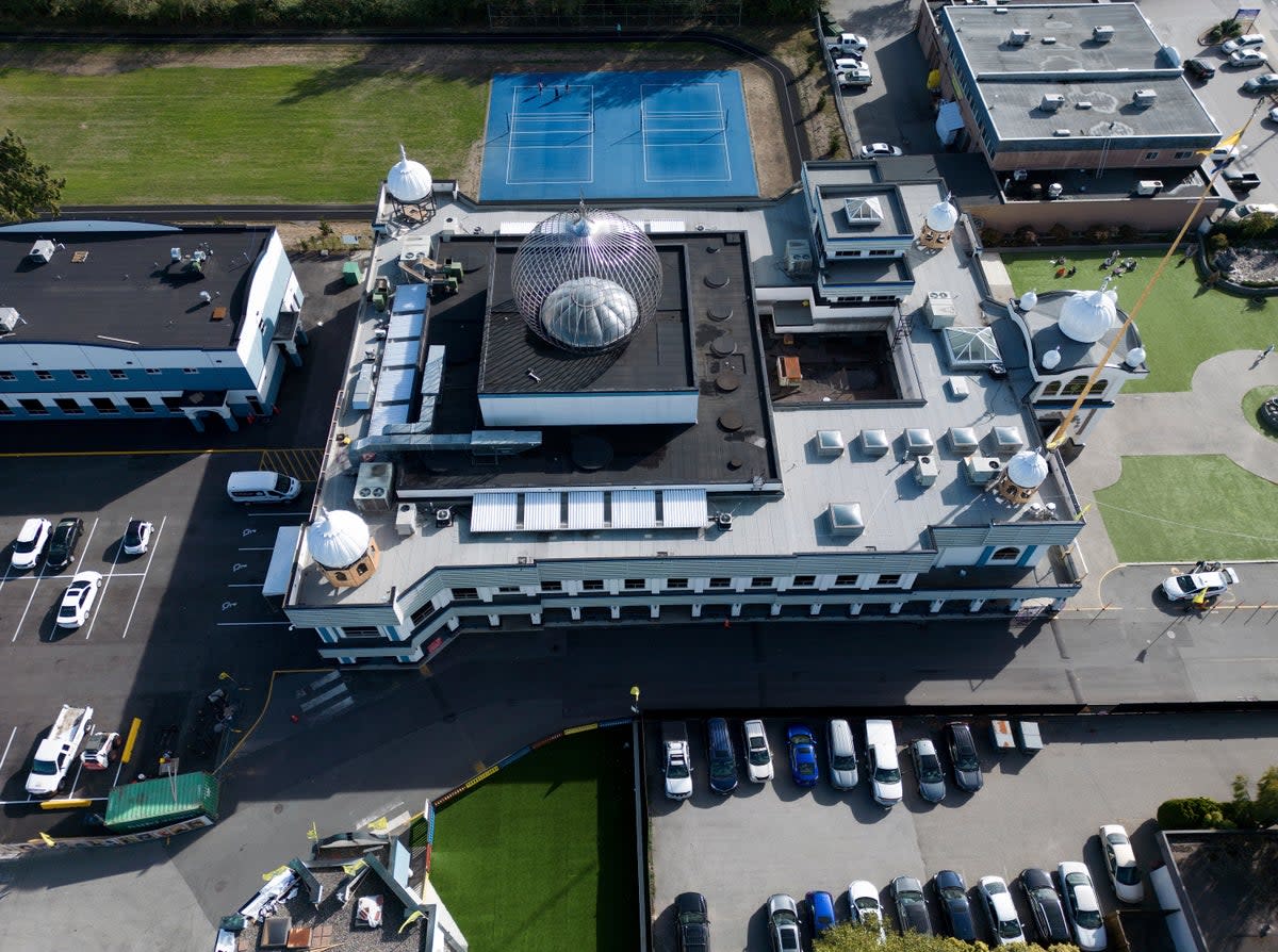 The Guru Nanak Sikh Gurdwara Sahib is seen in Surrey, British Columbia, on 18 September (AP)