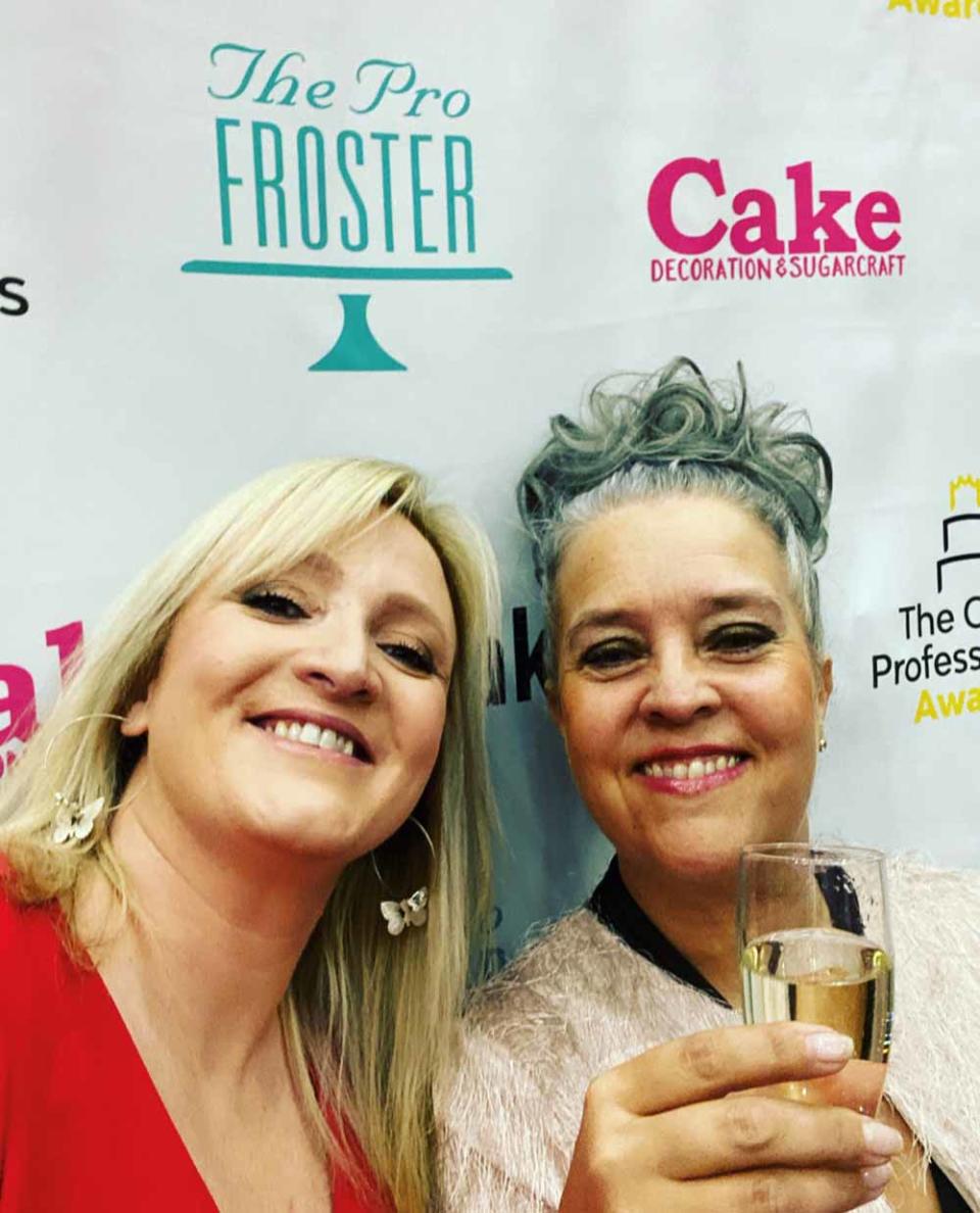 Kelly with Jo Barton from LuxeCakes and Artisan Bakes at the Cake Professional Awards (PA Real Life/Collect)