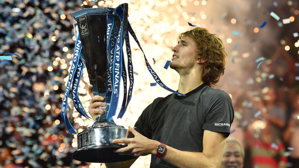 Alexander Zverev is just the fourth player to defeat Roger Federer and Novak Djokovic in the semi-finals and final of the same tournament. Pic: Getty