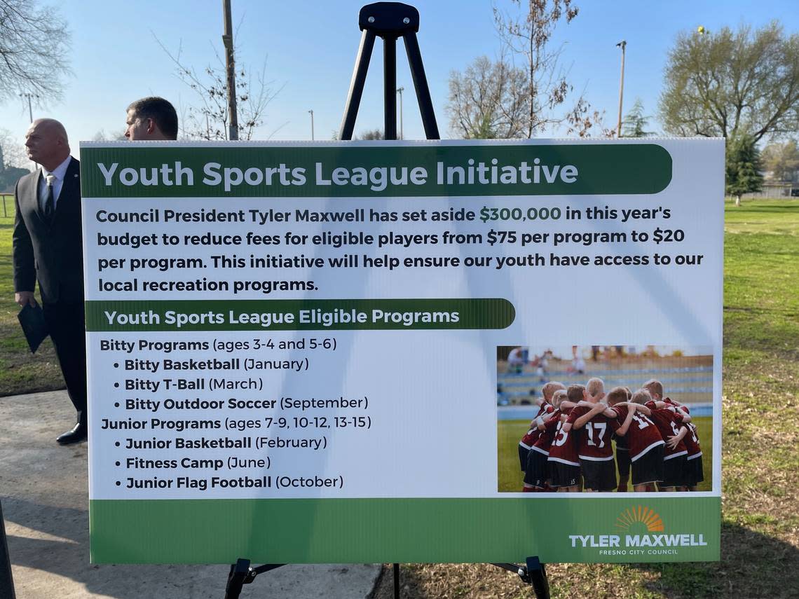 City leaders launched the Youth Sports Fee Waiver Program on Jan. 23, 2023 at Einstein Park, which will allocate $300,000 of Measure P funds to reduce city-sponsored sports fees for eligible children.