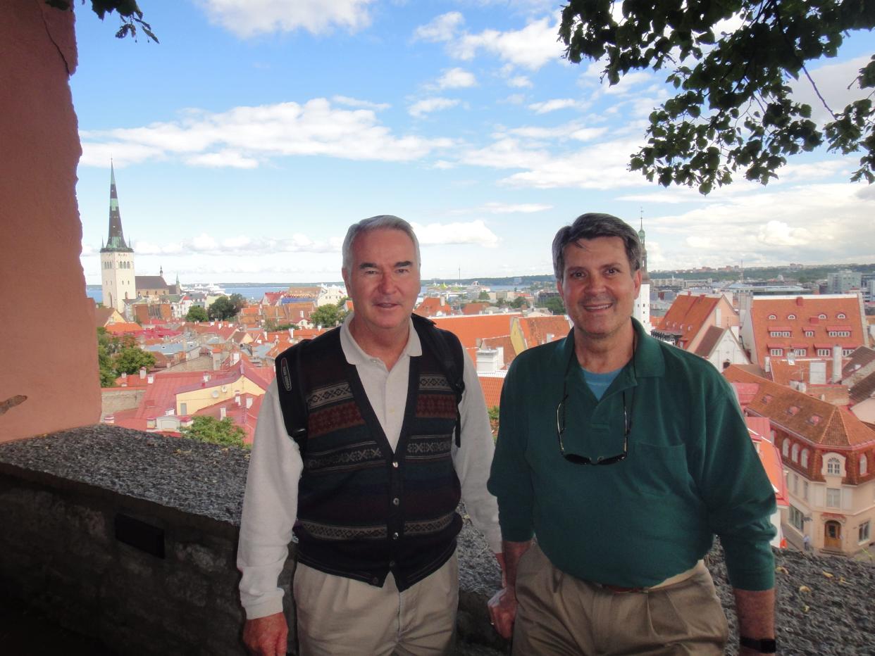 Rick DeFuria, left, and his life partner, Garry Jackson, during a visit to Tallinn, Estonia.