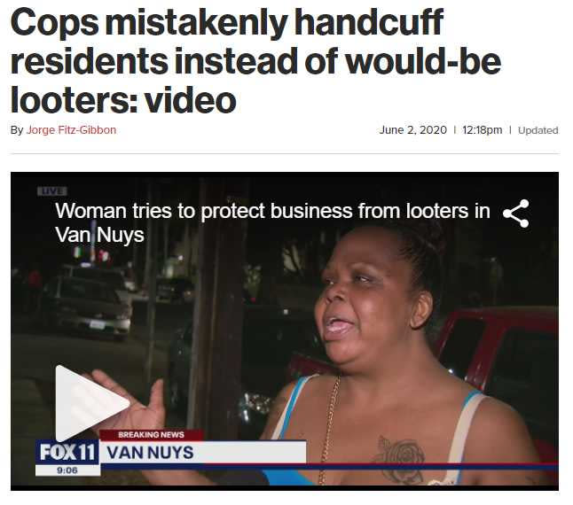 加州非裔居民幫忙抗暴 警二話不說就上銬！（圖／New York Post、Fox News）