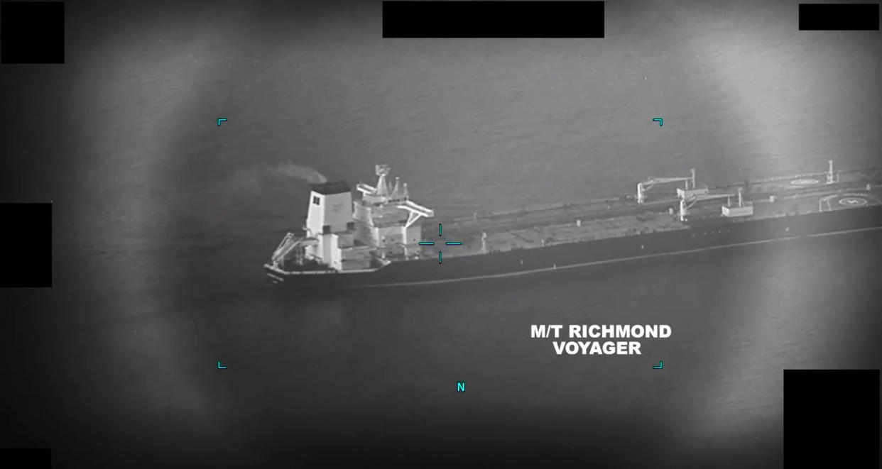 The Richmond Voyager, that had sailed from the United Arab Emirates through the Strait of Hormuz. (DVIDS)