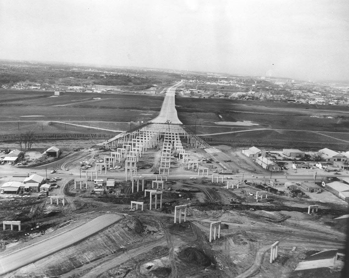 Feb. 24, 1957: Construction of the Dallas-Fort Worth Turnpike.