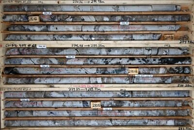 Figure 3: Spodumene pegmatite in CV24-404. Core grades ~3.7% Li2O over interval. (CNW Group/Patriot Battery Metals Inc.)