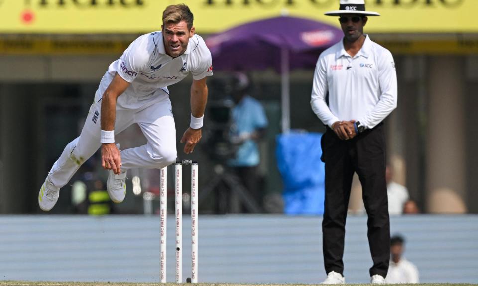 <span>England’s Jimmy Anderson could become the first seam bowler to reach 700 wickets if he picks up two or more in the fifth Test against India.</span><span>Photograph: Tauseef Mustafa/AFP/Getty</span>