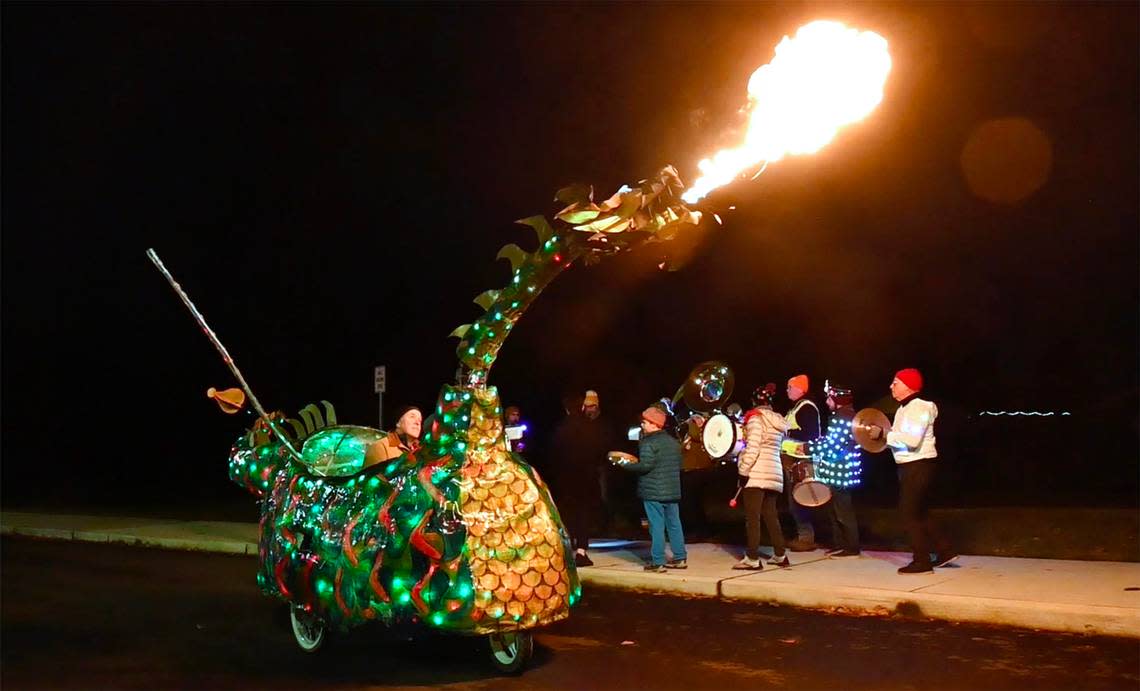 Firebreathing dragon highlights light parades. There’s another