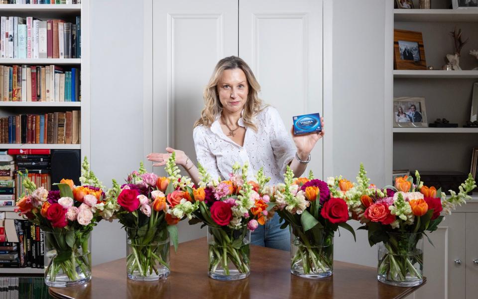 Lucia with her flowers prepared for testing