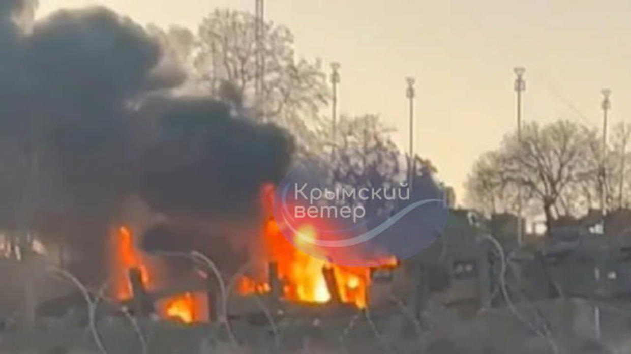 The aftermath of the attack at Belbek airfield, Crimea. Photo: Crimean Wind on Telegram