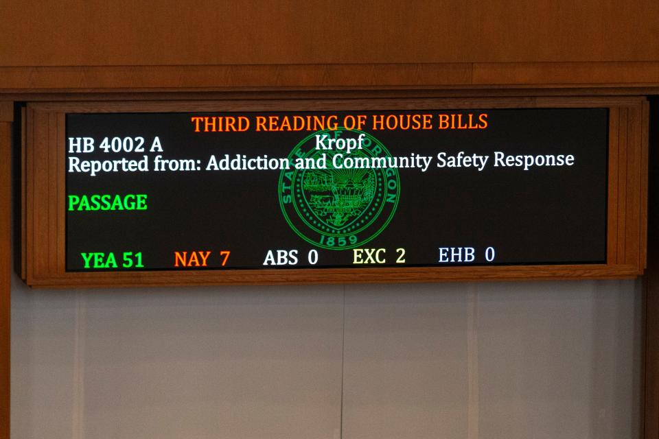 The Oregon House passed House Bill 4002 with 51 votes in favor and seven against at the Oregon State Capitol on Feb. 29 in Salem.