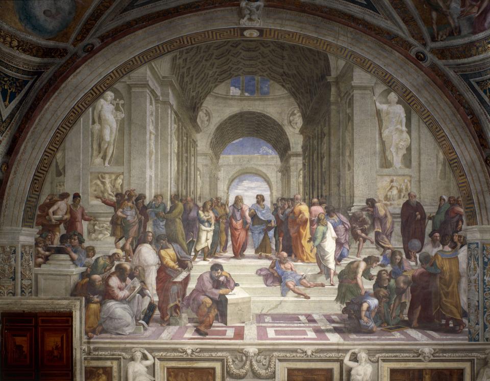 The School of Athens, 1508-1511, by Raphael (1483-1520), fresco, Room of the Segnatura, Apostolic Palace, Vatican City. / Credit: DEA / V. PIROZZI