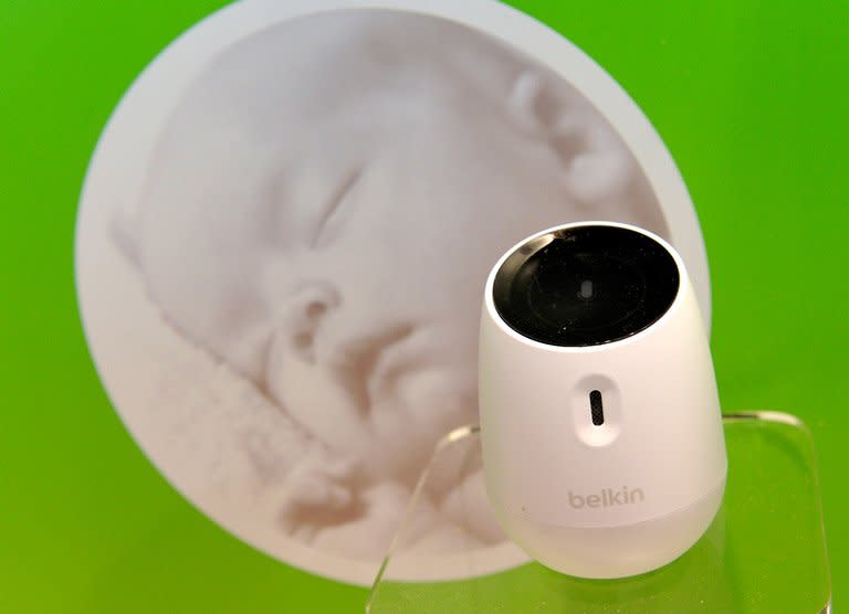 The Belkin WeMo Baby is displayed at the Consumer Electronics Show in Las Vegas on January 9, 2013. The wireless room monitor allows parents to listen to their baby through a smartphone