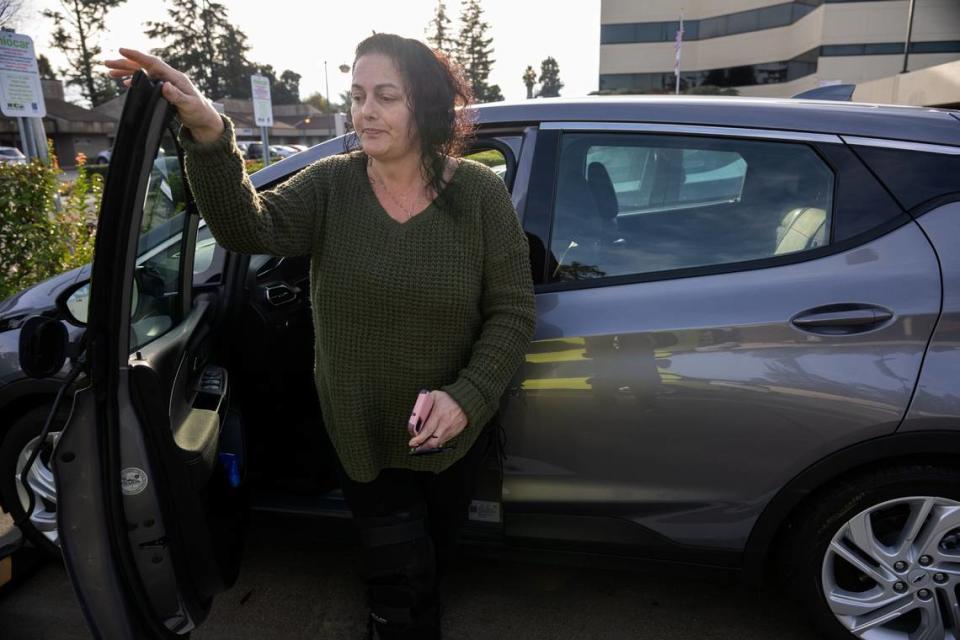 Míocar customer Elizabeth Owens said in December that she has used the ride sharing electric vehicles 15 times since October and loves the convenience of the nonprofit service. She picks up the cars at a Stockton parking lot. Paul Kitagaki Jr./pkitagaki@sacbee.com