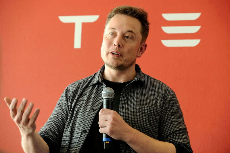 FILE PHOTO: Founder and CEO of Tesla Motors Elon Musk speaks during a media tour of the Tesla Gigafactory, which will produce batteries for the electric carmaker, in Sparks, Nevada, U.S. July 26, 2016. REUTERS/James Glover II