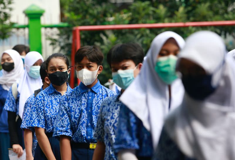 Mass vaccination program at a school in Jakarta