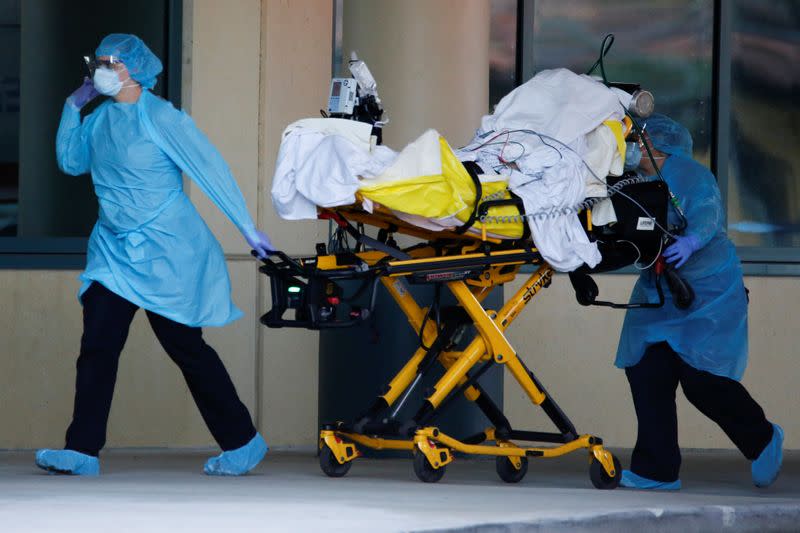 Patients from the Zaandam of the Holland America Line cruise ship, afflicted with coronavirus disease (COVID-19), in Fort Lauderdale