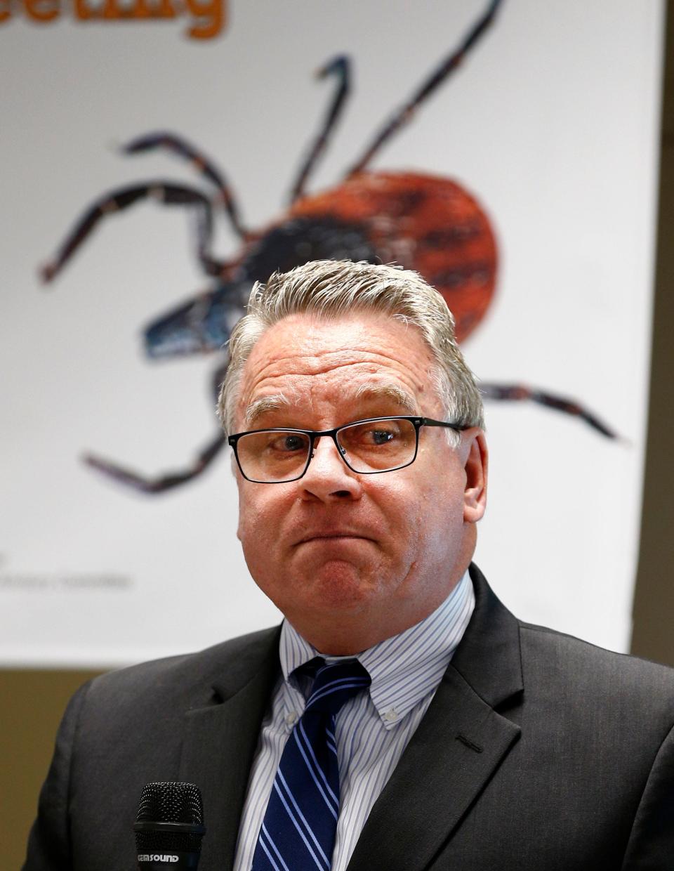 US Congressman Chris Smith (R-NJ) opens a panel discussion about Lyme disease research held at the Wall Township Municipal building Wednesday, May 29, 2019.