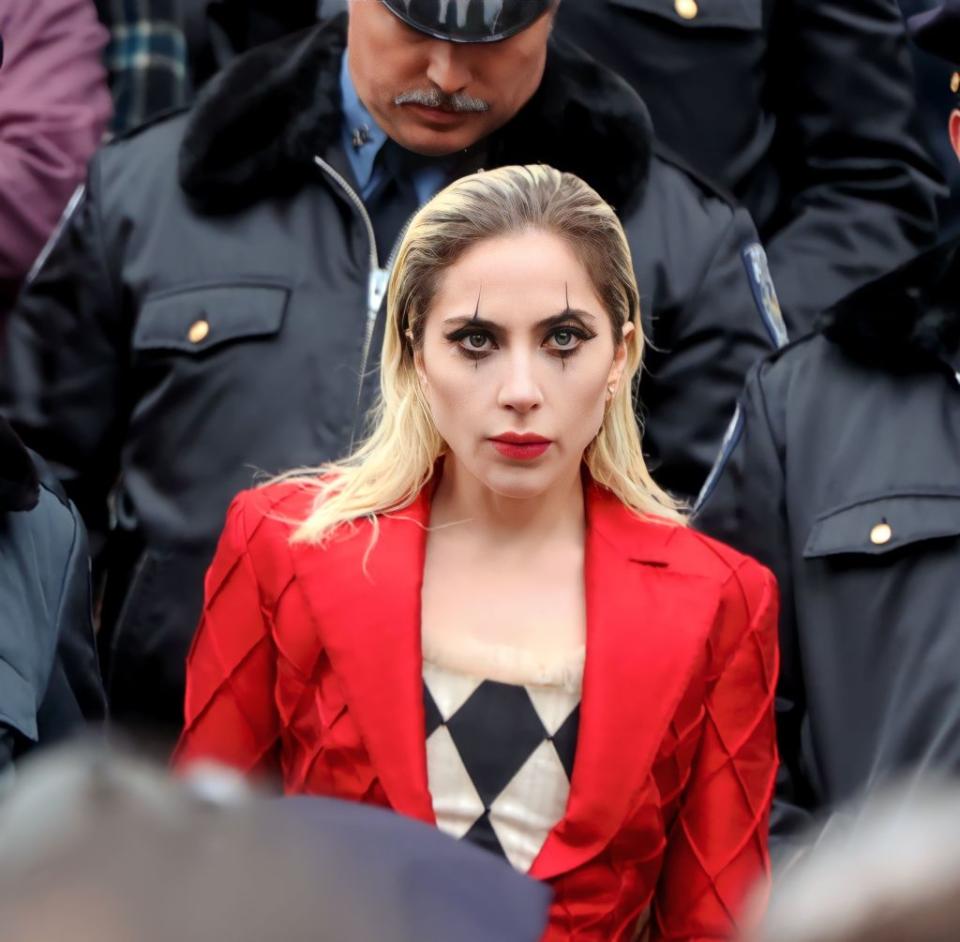 NEW YORK, NY – MARCH 25: Lady Gaga is seen on location for the filming of ‘Joker: Foie a Deux’ on March 25, 2023 in New York City. (Photo by MEGA/GC Images)
